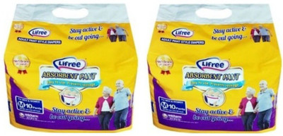 

lifree Adult Pant style Diapers Size Medium, 10 pcs Pack, Set of 2 Packs, for Waist size 24-33 inches (Total 20 pcs) - M(20 Pieces)