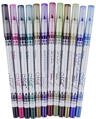 

Iebeauty � Professional Beauty Supplies M.N 12 Color Pvc Design Glitter Eyeliner Lipliner Eyebrow Pen Pencil Makeup Set 10 ml(Multicolor)