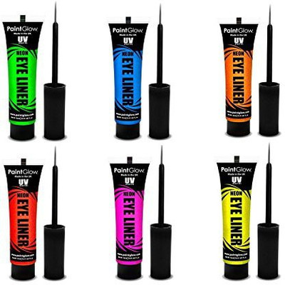 

Paintglow Uv Blacklight Reactive Eye Liner 6 Color Variety Pack 10 ml(Black)