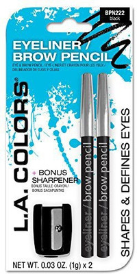 

L.A. Colors L.A. Colors 2 Piece Eyeliner Brow Pencil With Sharpener Black 0.03 Ounce 10 ml(Black)