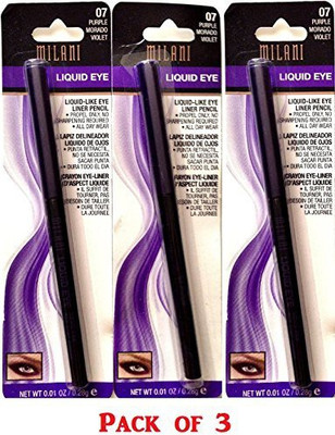 

Milani Liquid Eye Liquid Like Eye Liner 07 Purple Pack Of 3 10 ml(Black)