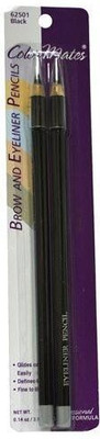 Color Mates Black Brow & Eyeliner Pencil 2 Pencils Per Pack 10 ml(Black)