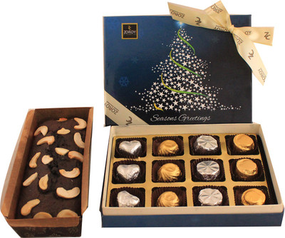 

Zoroy Luxury Chocolate Christmas combo 12 chocolates and 350 gms Eggless Plum Cake Combo(1)