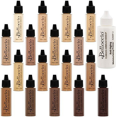 

Belloccio Master Set Of All 17 Foundation Shades Of 'S Professional Cosmetic Airbrush Makeup, 1/2 Oz. Bottles Plus A 2 Oz. Moisturizing Primer Foundation(Brown)