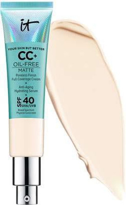 

It Cosmetics Cc Plus Matte Poreless Finish Full Coverage Cream Foundation And Anti Aging Hydrating Serum Medium Foundation(Brown)