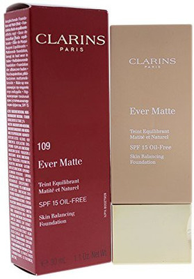 

Clarins Ever Matte Skin Balancing Foundation Spf 15 No. 109 Wheat 1.1 Ounce Foundation(Brown)