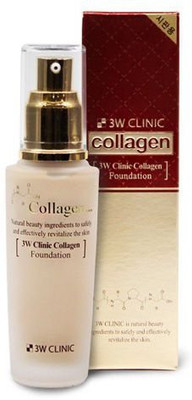 

W Clinic 3 Collagen Foundation 1.69Oz Perfect Cover MakeUp Base 23.Natural Beige Foundation(Brown)