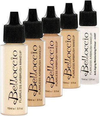

Belloccio Fair Color Shade Foundation Set - Professional Cosmetic Airbrush Makeup In 1/2 Oz Bottles Foundation(Brown)