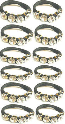

PP 12 pcs Designer Party Wear Silver Shiny Rhinestone Beautiful Shape Hair Accessories Women Black Elastic Hair Rubber Bands Girls Lovely Hair Ropes Ponytail Holder Tie Gums for Girls and Women Rubber Band(Silver, Black)
