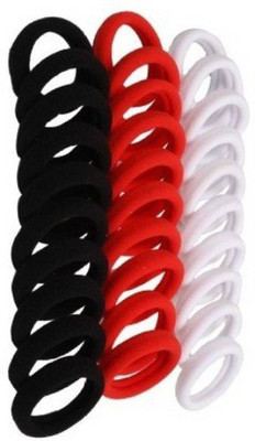 

NERR Multicolor Lining Original Rubber Hairbands - Set Of 30 Pcs. Rubber Band (BLACK, WHITE,RED) Hair Band(Black, White, Red)