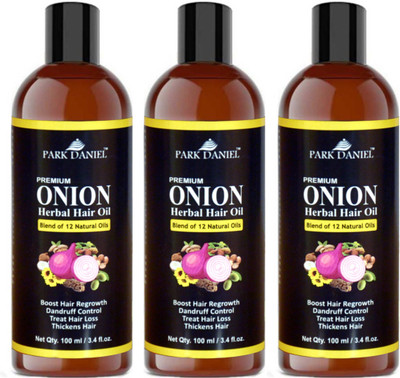 

Park Daniel Premium ONION Herbal Hair oil- For Hair Regrowth, Dandruff Control, Treat Hair loss & Thickens hair Combo pack of 3 bottles of 100 ml(300 ml) Hair Oil(300 ml)