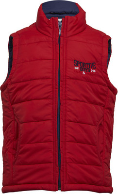 

Tales & Stories Sleeveless Solid Boys Jacket, Red