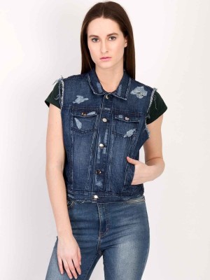 KOTTY Sleeveless Solid Women Denim Jacket