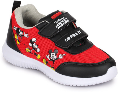 

Mickey Boys Velcro Running Shoes(Red, Red black