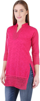 Haniya Women Chikan Embroidery Straight Kurta(Pink) Flipkart