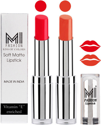 

MI Fashion Color Riche Creme Matte Sexy Lipsticks(Reddish Orange,Brick Red)