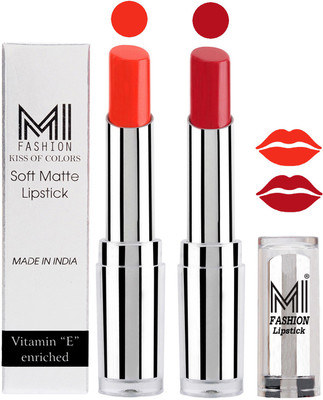 

MI Fashion Color Riche Creme Matte Sexy Lipsticks(Orange Crush,Red Alert)