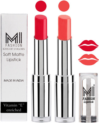 

MI Fashion Color Riche Creme Matte Sexy Lipsticks(Red Bomber,Pouty Pink)