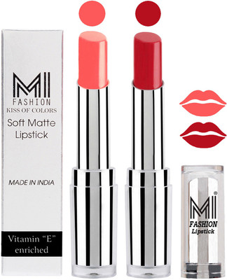 

MI Fashion Color Riche Creme Matte Sexy Lipsticks(Metallic Nude,Red Alert)