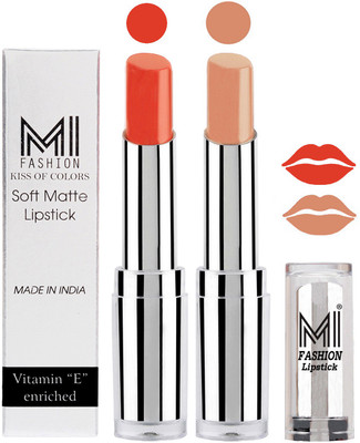 

MI Fashion Color Riche Creme Matte Sexy Lipsticks(Brick Red,Nude)