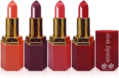 

Sleek matte lisptick cosmetics makeup & more long lasting combo set of 4 color(orange falsa pink maroon)