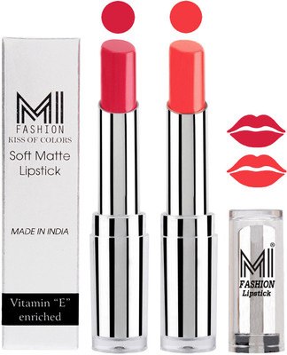 MI Fashion Color Riche Creme Matte Sexy Lipsticks(Mauve,Pink Wink)
