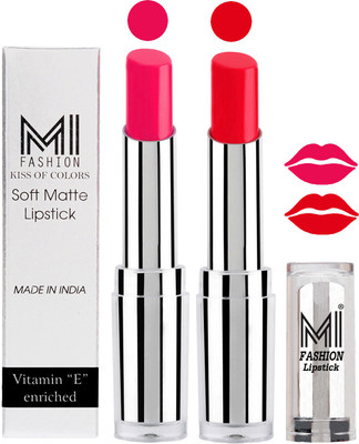 

MI Fashion Color Riche Creme Matte Sexy Lipsticks(Rosy Pink,Reddish Orange)