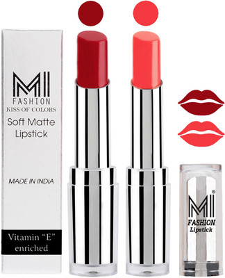 

MI Fashion Color Riche Creme Matte Sexy Lipsticks(Dry Red,Pink Wink)