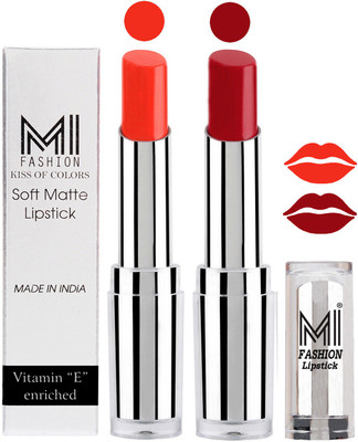 

MI Fashion Color Riche Creme Matte Sexy Lipsticks(Orange Crush,Dry Red)