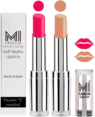 

MI Fashion Color Riche Creme Matte Sexy Lipsticks(Rosy Pink,Nude)