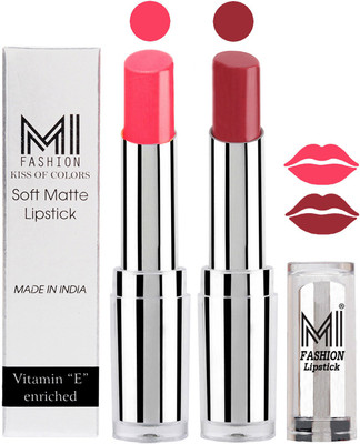 

MI Fashion Color Riche Creme Matte Sexy Lipsticks(Peach,Brown Raisin)