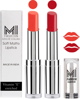 

MI Fashion Color Riche Creme Matte Sexy Lipsticks(Coral Glamour,Red Alert)