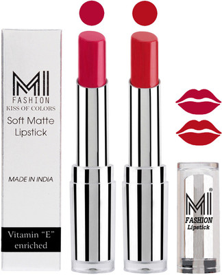 

MI Fashion Color Riche Creme Matte Sexy Lipsticks(Dark Magenta,Red Alert)