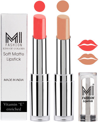 

MI Fashion Color Riche Creme Matte Sexy Lipsticks(Peach Crush,Nude)
