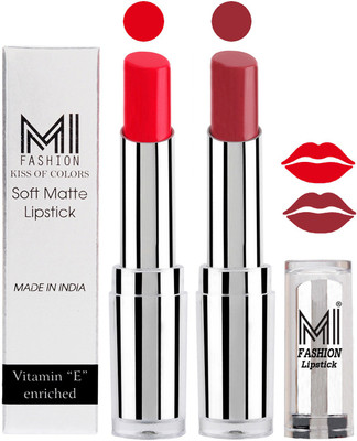 

MI Fashion Color Riche Creme Matte Sexy Lipsticks(Reddish Orange,Brown Raisin)