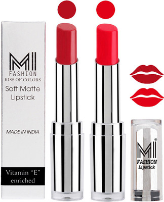 

MI Fashion Color Riche Creme Matte Sexy Lipsticks(Red Alert,Reddish Orange)