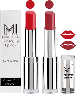 

MI Fashion Color Riche Creme Matte Sexy Lipsticks(Romantic Red,Brown Raisin)