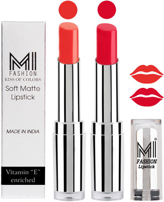 

MI Fashion Color Riche Creme Matte Sexy Lipsticks(Orange Fever,Red Bomber)