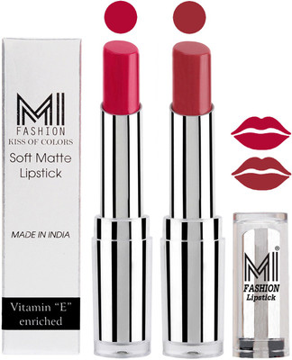 MI Fashion Color Riche Creme Matte Sexy Lipsticks(Dark Magenta,Brown Raisin)