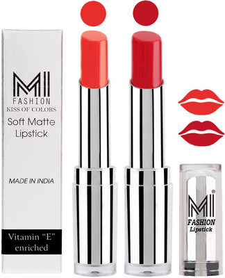 

MI Fashion Color Riche Creme Matte Sexy Lipsticks(Orange Fever,Romantic Red)