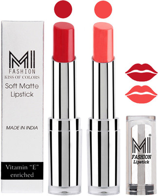 

MI Fashion Color Riche Creme Matte Sexy Lipsticks(Romantic Red,Peach Crush)