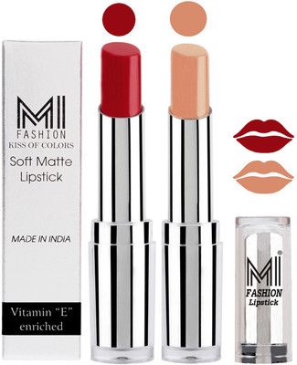 

MI Fashion Color Riche Creme Matte Sexy Lipsticks(Dry Red,Nude)