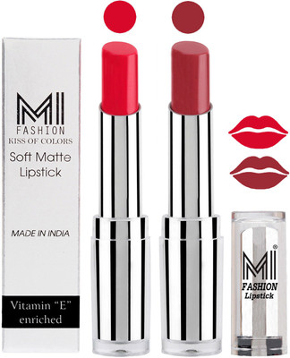 

MI Fashion Color Riche Creme Matte Sexy Lipsticks(Red Bomber,Brown Raisin)