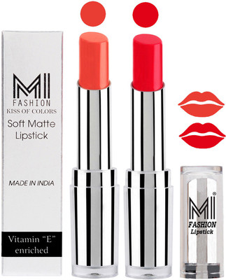 

MI Fashion Color Riche Creme Matte Sexy Lipsticks(Coral Glamour,Reddish Orange)