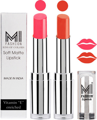 

MI Fashion Color Riche Creme Matte Sexy Lipsticks(Peach,Brick Red)