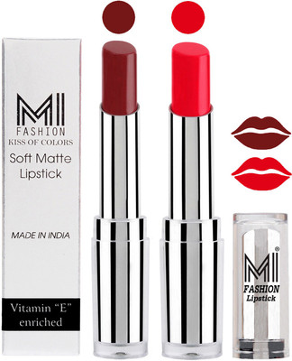 

MI Fashion Color Riche Creme Matte Sexy Lipsticks(Maroon Rebel,Reddish Orange)
