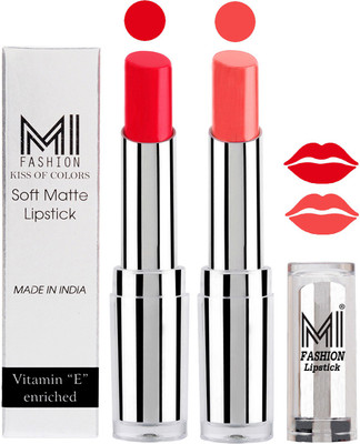 

MI Fashion Color Riche Creme Matte Sexy Lipsticks(Reddish Orange,Peach Crush)
