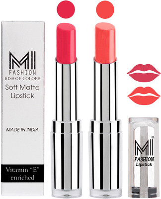 

MI Fashion Color Riche Creme Matte Sexy Lipsticks(Magenta,Peach Crush)