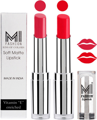 MI Fashion Color Riche Creme Matte Sexy Lipsticks(Mauve,Reddish Orange)