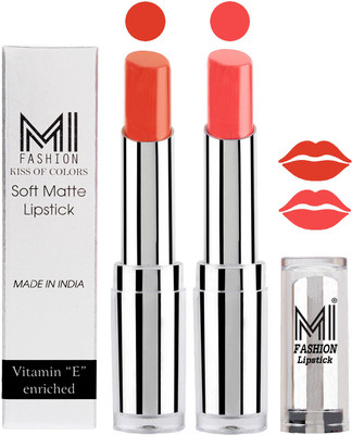 

MI Fashion Color Riche Creme Matte Sexy Lipsticks(Brick Red,Peach Crush)